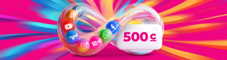 <p><span style="color: rgb(236, 15, 127)">Переходи на О! </span></p><p>Безлимит на все 500</p>
